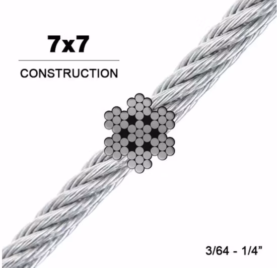 Nylon PU PVC Coated Galvanized Steel Wire Rope Stainless SS304 SS316