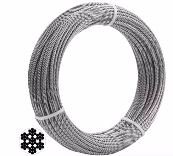 Nylon PU PVC Coated Galvanized Steel Wire Rope Stainless SS304 SS316